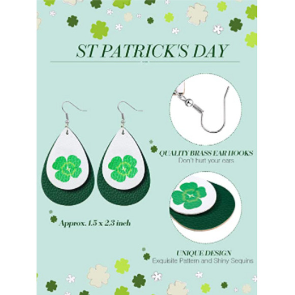 5/$25  St. Patricks Day Earrings St Patricks Day Green Jewelry St. Patrick's Day - Picture 8 of 8